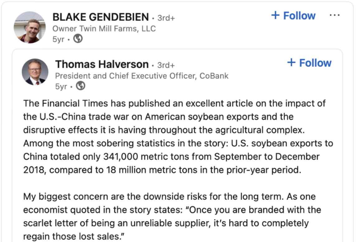 Gendebien LinkedIn Post on China